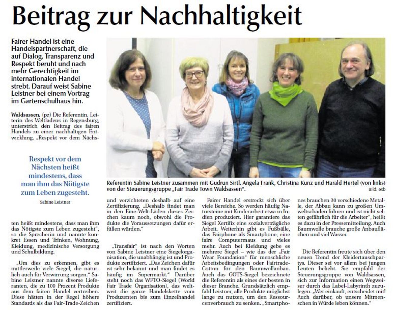 Zeitungsbericht